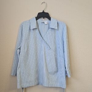 Duo Maternity Blue Striped Blouse